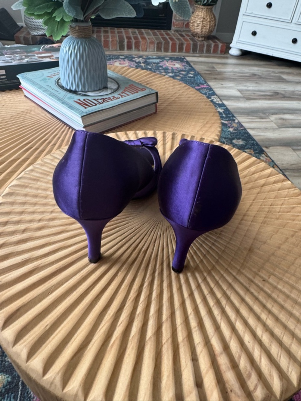 Nina Forbes Grape Luster Satin Purple Formal Peep Toe Kitten Heels 7.5 - Picture 4 of 10